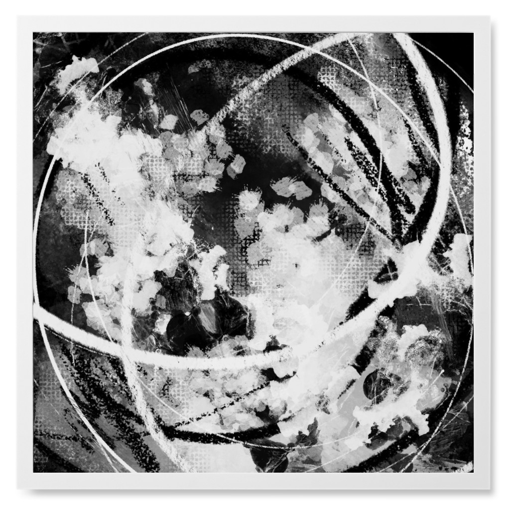 Black and White Spirals Photo Tile, White, Framed, 8x8, Black, Black