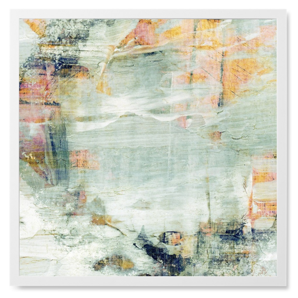 Cracked Pastel Brushstroke Photo Tile, White, Framed, 8x8, Green