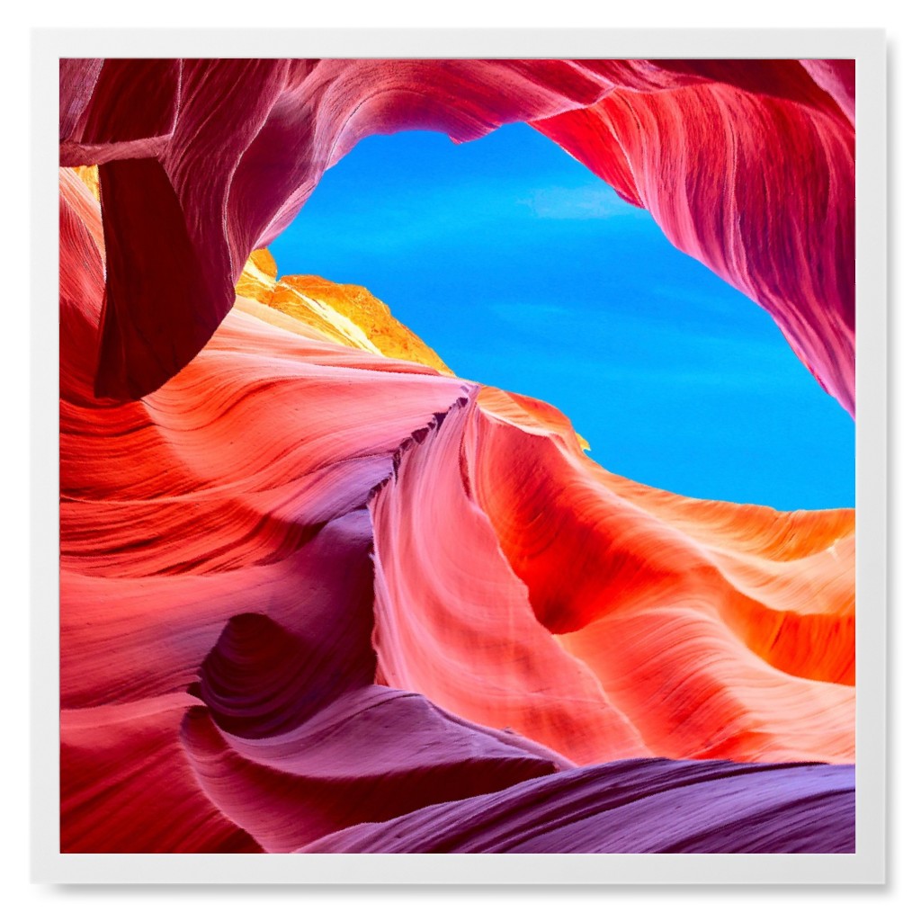 Antelope Canyon Photo Tile, White, Framed, 8x8, Red, Red