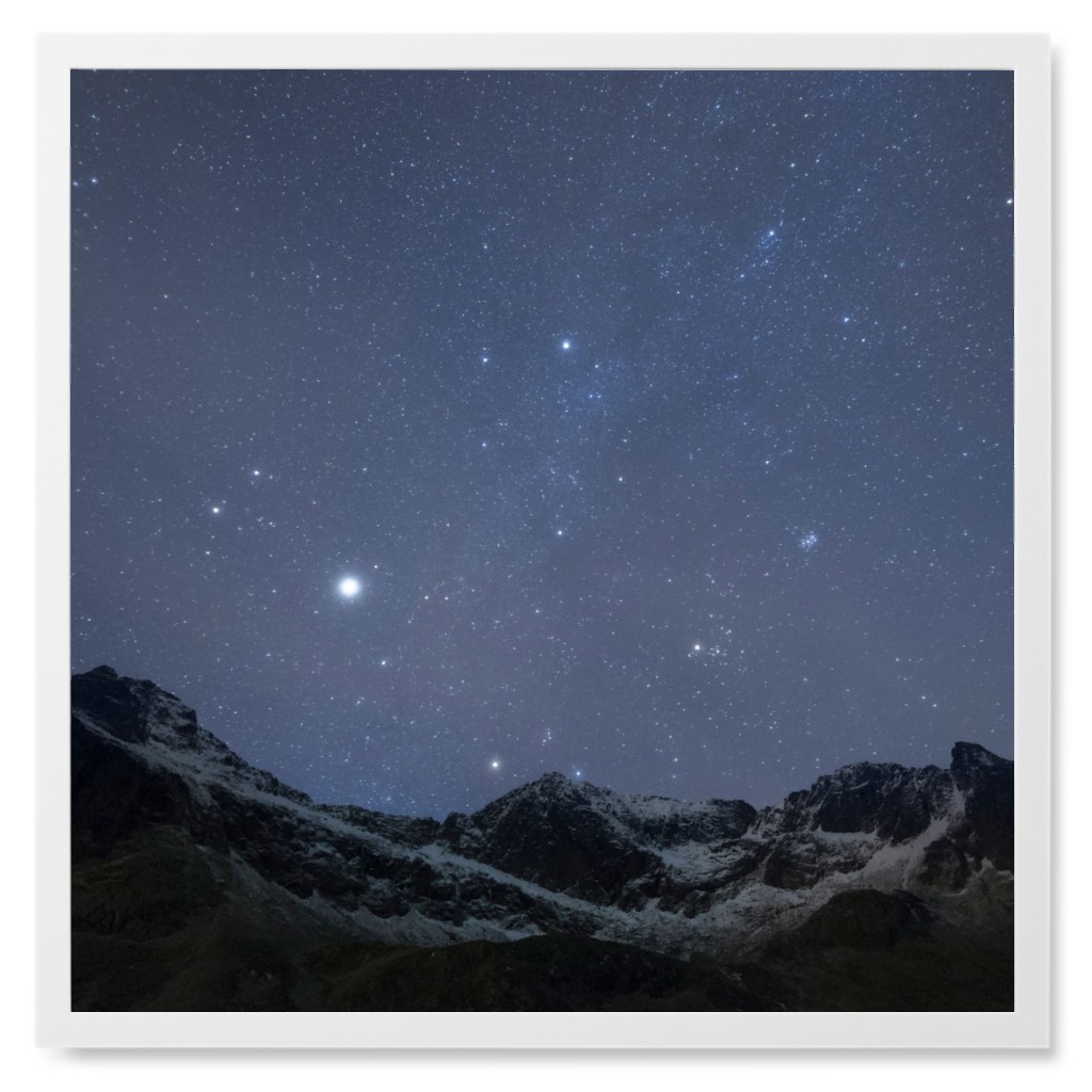 Night Sky Photo Tile, White, Framed, 8x8, Blue, True Blue
