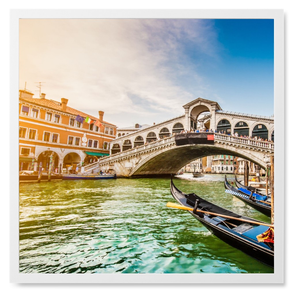 Italian Gondola Ride Photo Tile, White, Framed, 8x8, Multicolor