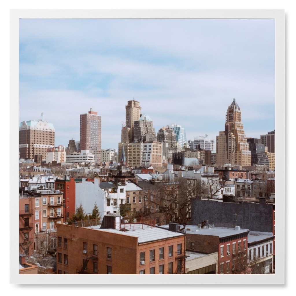 Downtown View From the Village Photo Tile, White, Framed, 8x8, Brown