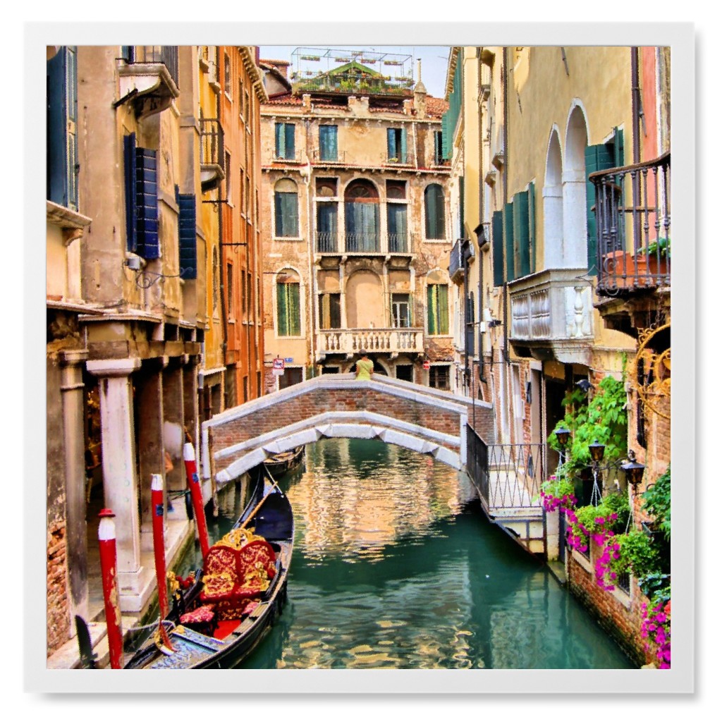 Spanish Canals Photo Tile, White, Framed, 8x8, Multicolor