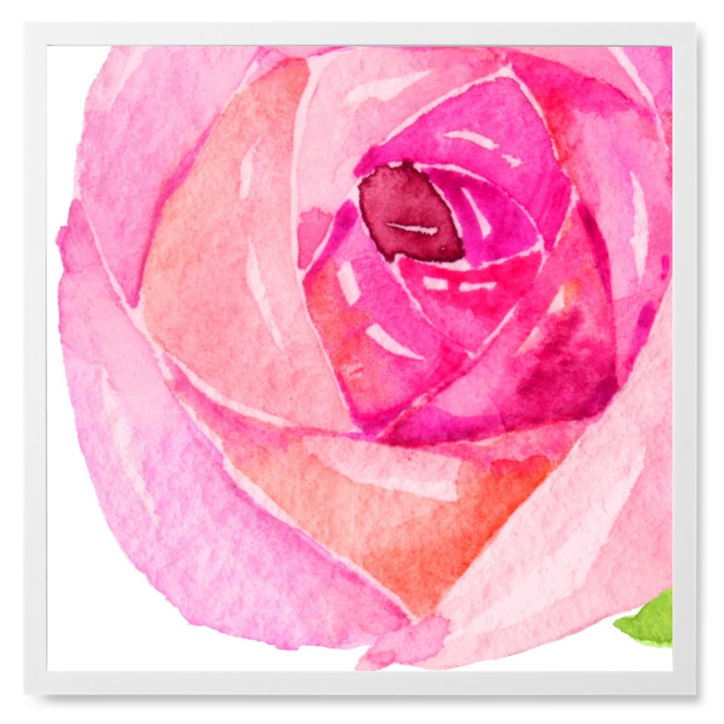 Spring Peonies, Roses, and Poppies - Pink Photo Tile, White, Framed, 8x8, Pink