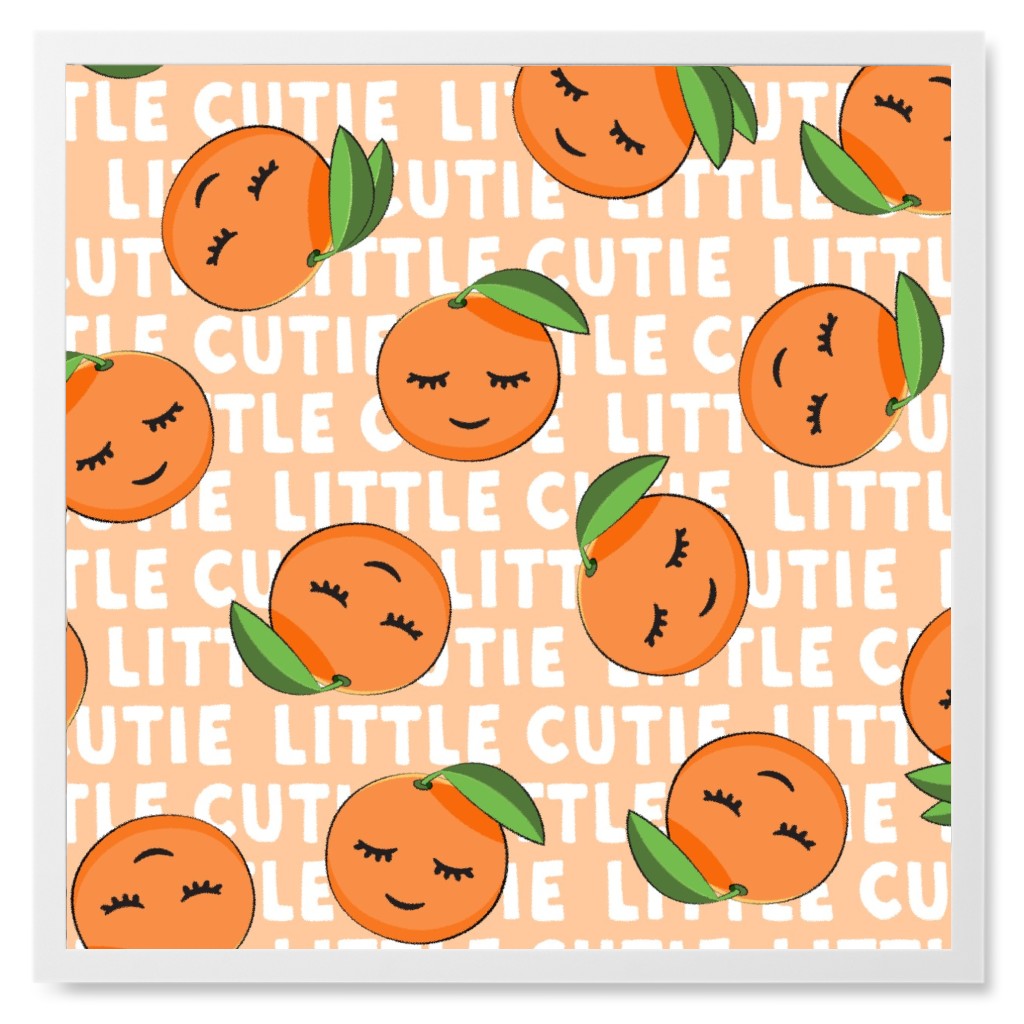 Little Cutie - Happy Oranges - Orange Photo Tile, White, Framed, 8x8, Orange