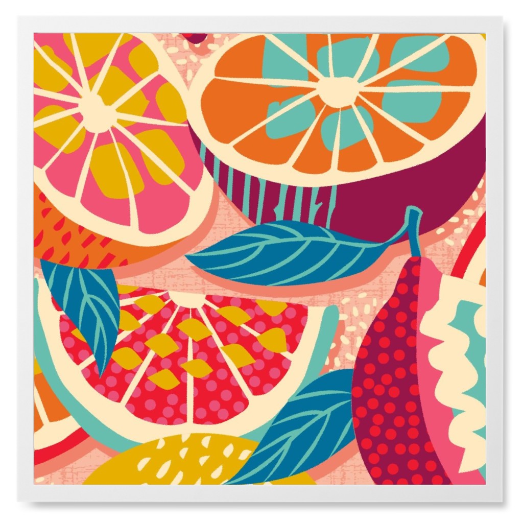 Squeeze the Day - Bold Photo Tile, White, Framed, 8x8, Orange