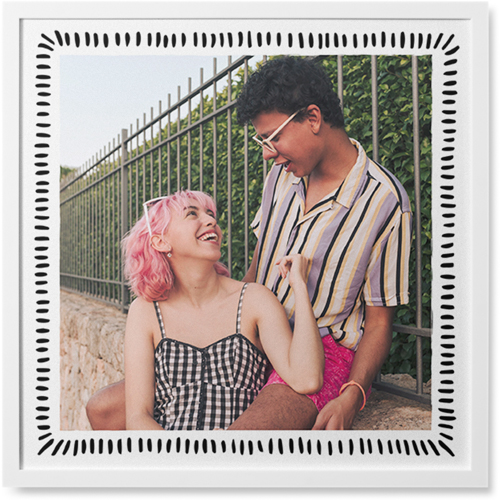 Dashing Border Photo Tile, White, Framed, 8x8, Black, black