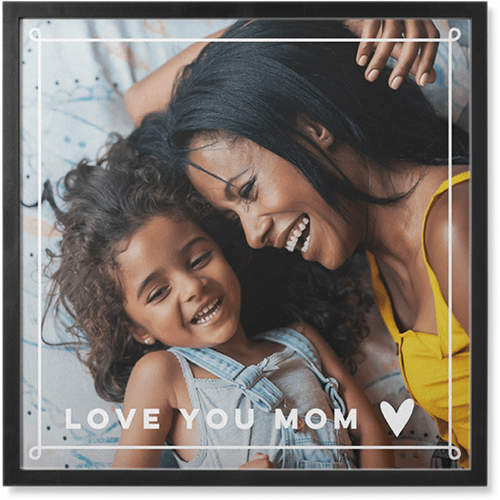 Hand-drawn Whimsy Border Photo Tile, Black, Framed, 8x8, White, white