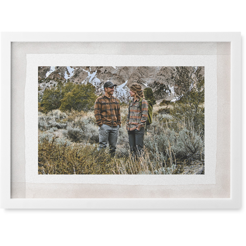 Washed Border Photo Tile, White, Framed, 5x7, Gray