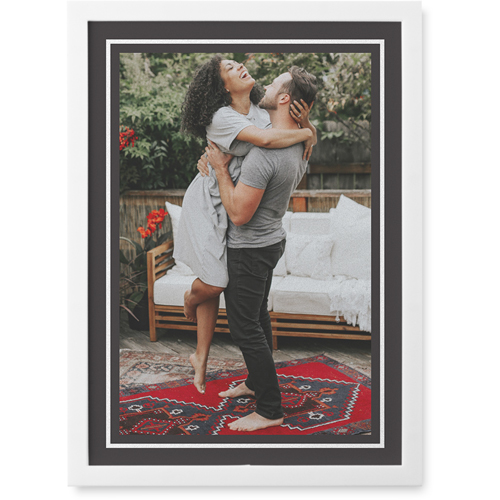 Simple Border of One Photo Tile, White, Framed, 5x7, Gray, charcoal