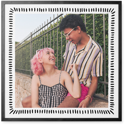 Dashing Border Photo Tile, Black, Framed, 12x12, Black, black