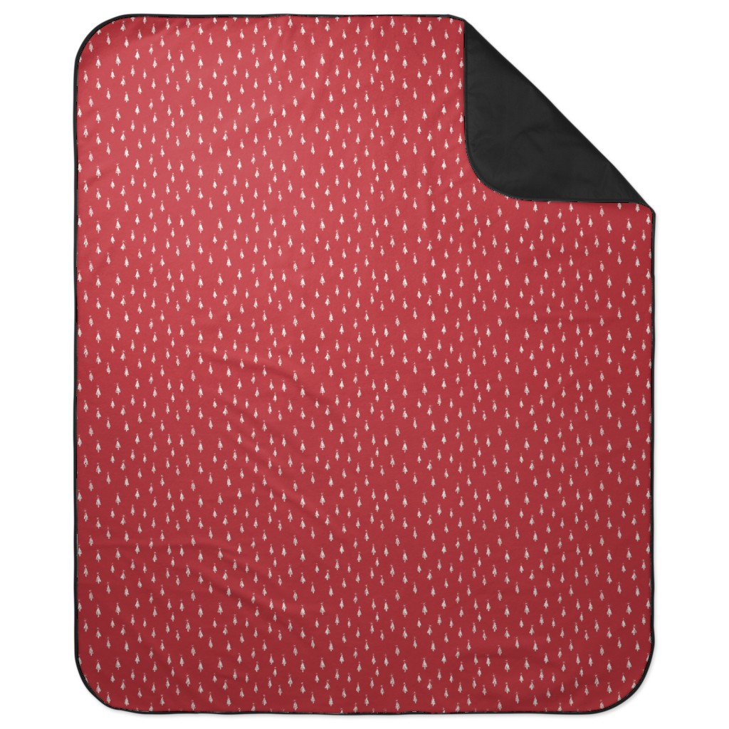 Christmas Trees on Pine Needle Picnic Blanket, Red