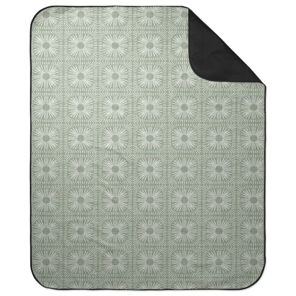 Sunburst in Sage Picnic Blanket, Green