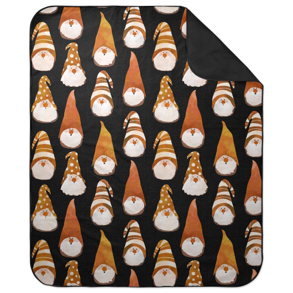 Fall Gnomes - Grey Picnic Blanket, Orange