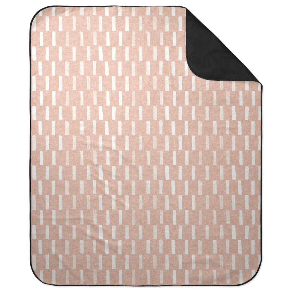 Boho Dash Block Print - Dusty Pink Picnic Blanket, Pink