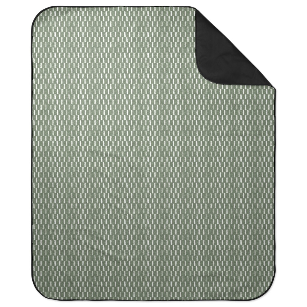Block Print Dash - Sage Picnic Blanket, Green
