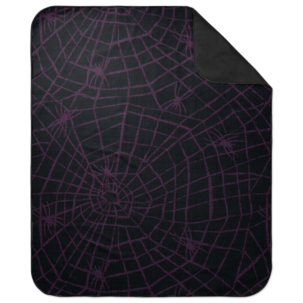 Creepy Crawlies - Eggplant Picnic Blanket, Black