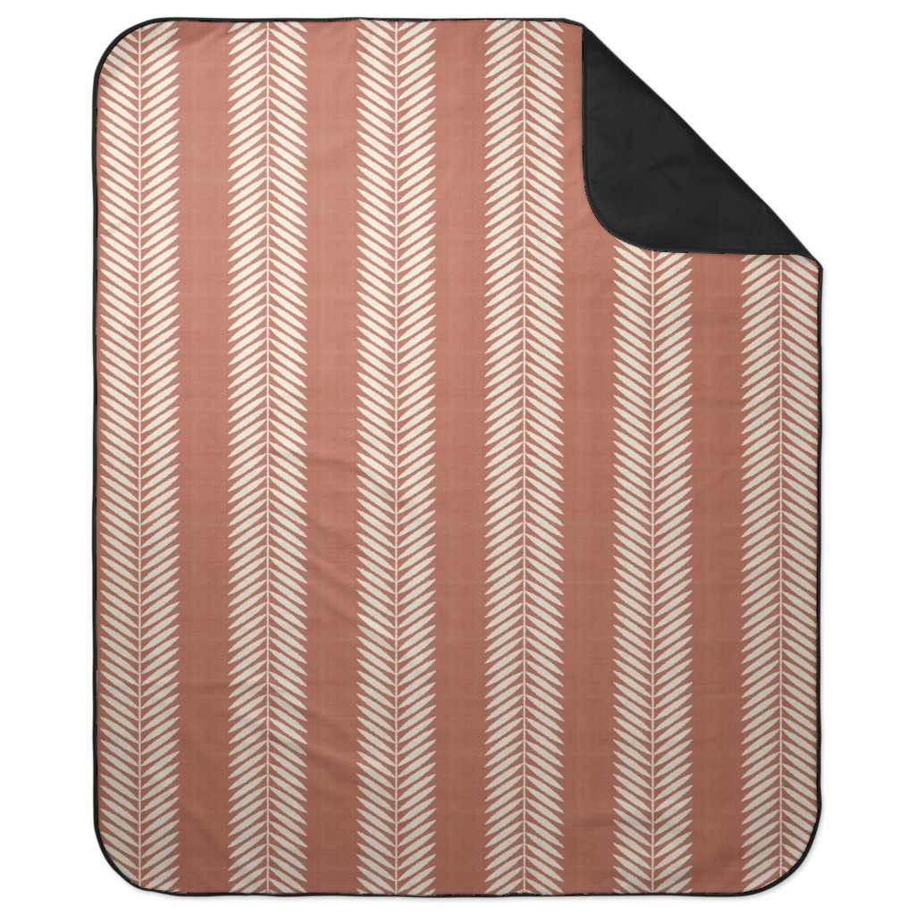 Laurel Leaf Stripe - Clay & Cream Picnic Blanket, Orange