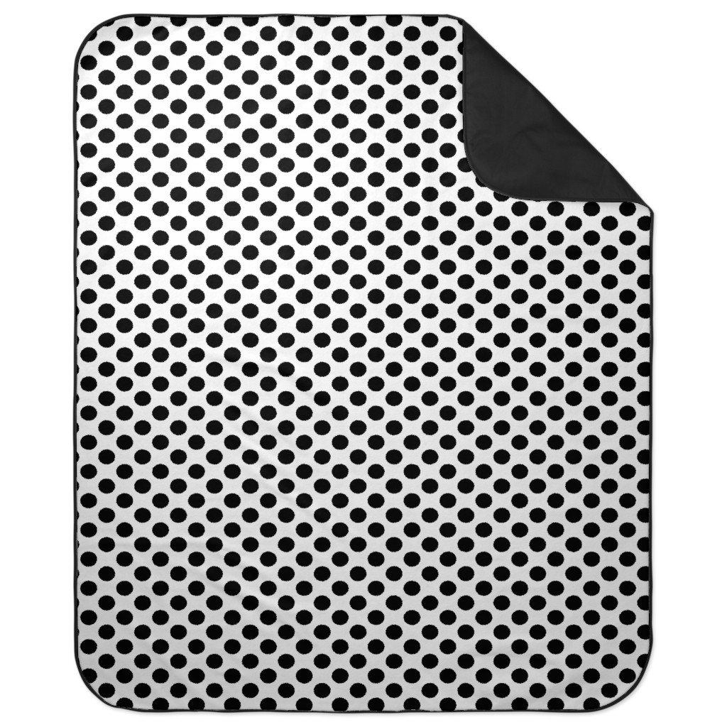 Polka Dot - Black and White Picnic Blanket, Black