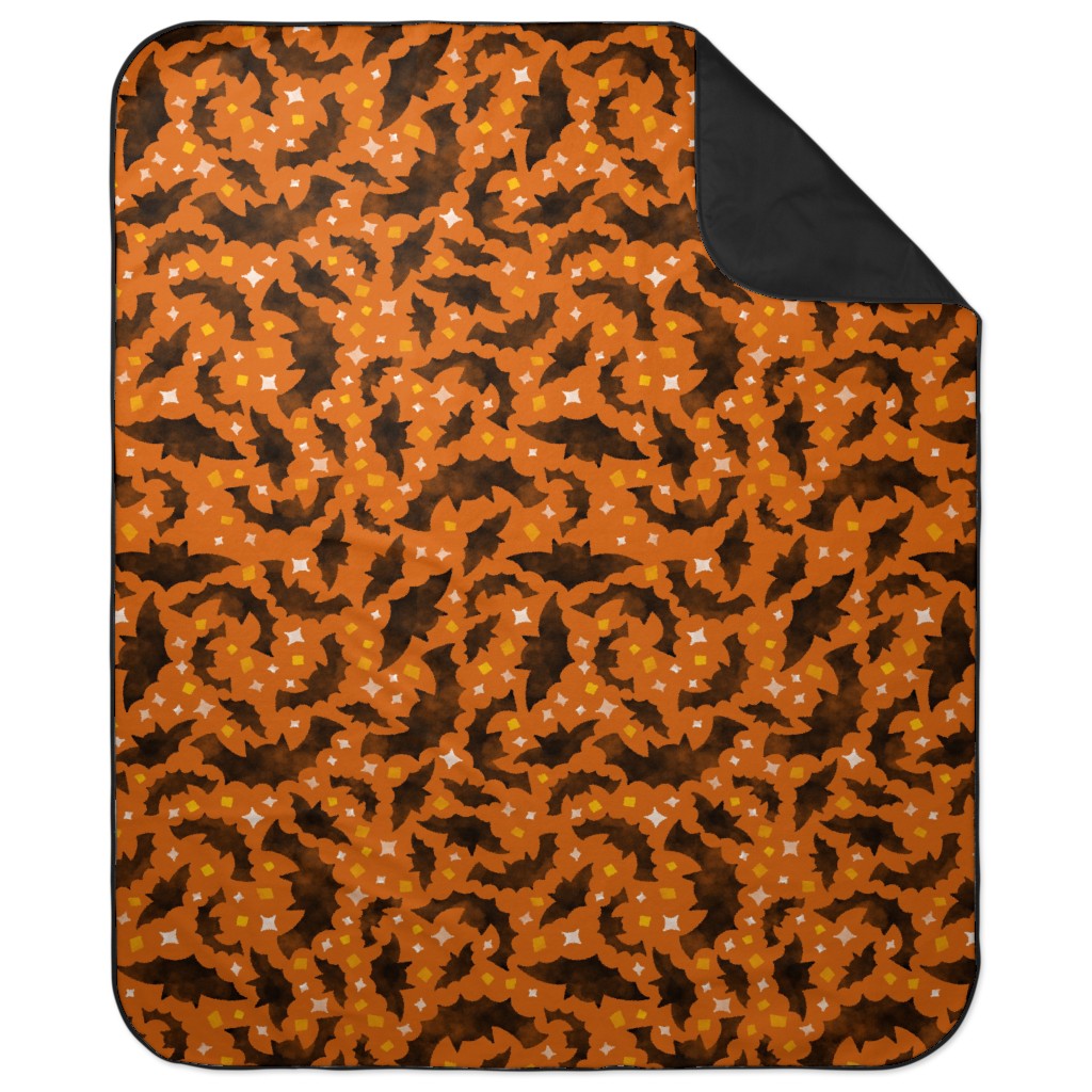 Bats & Sparkles Picnic Blanket, Orange, Copper