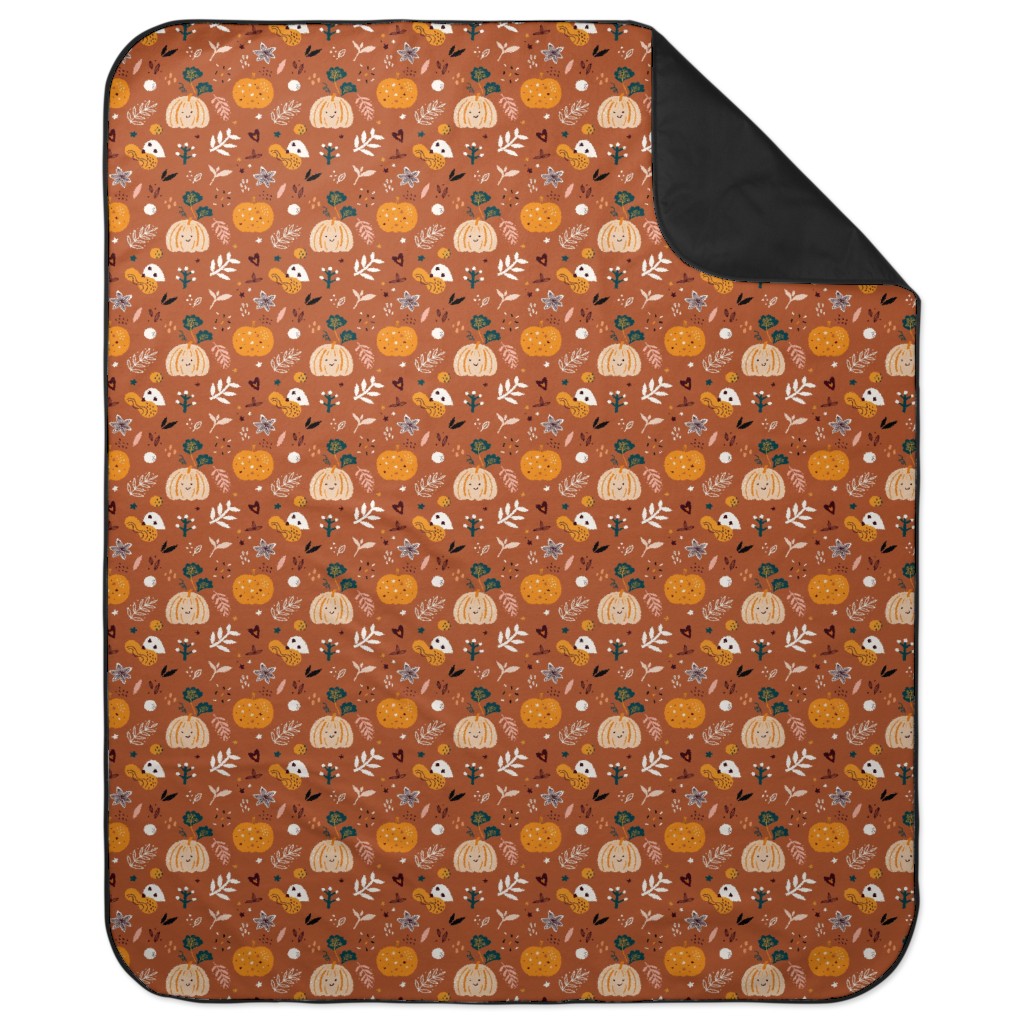 Autumn Pattern - Orange Picnic Blanket, Orange