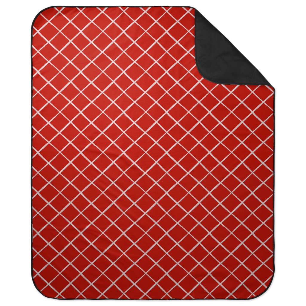 Large Check on Red Picnic Blanket, Red