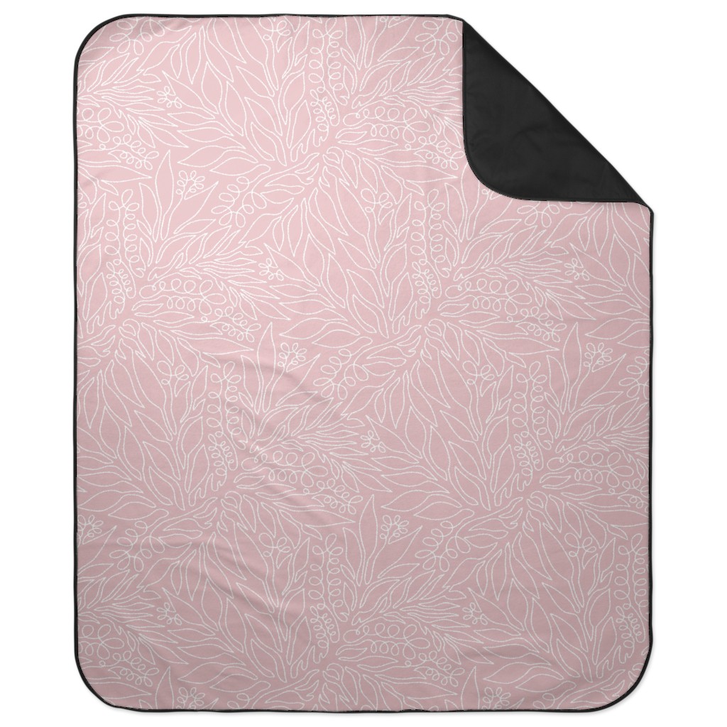 Contour Line Botanicals - Blush Pink Picnic Blanket, Pink