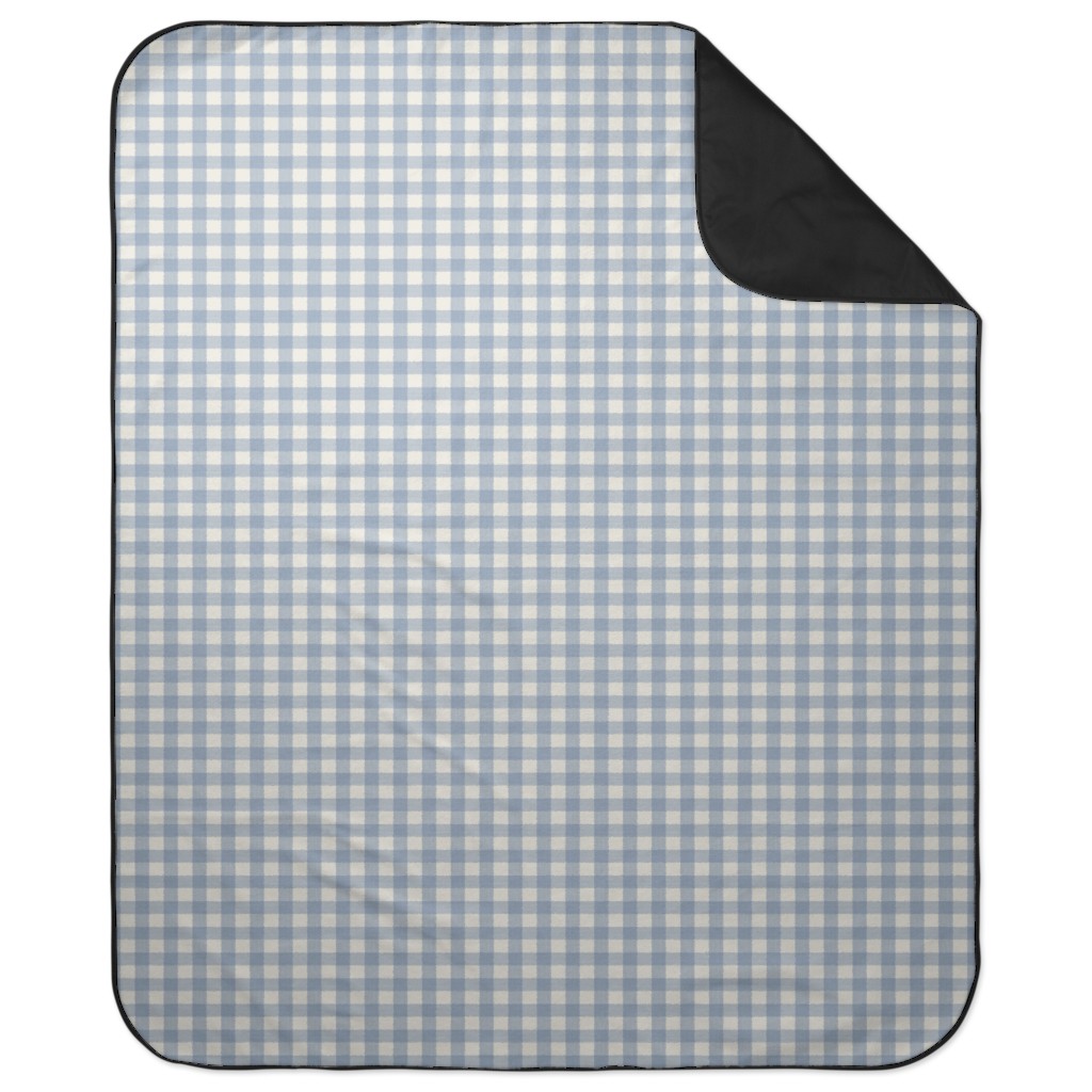 Buffalo Plaid - Soft Blue & Cream Picnic Blanket, Blue, True Blue