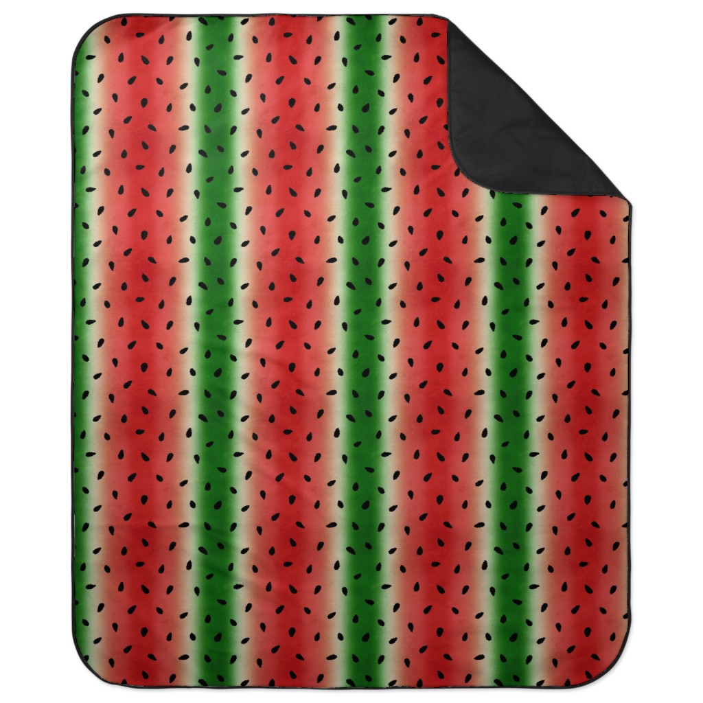 Watermelon Diagonal Stripes Picnic Blanket, Multicolor