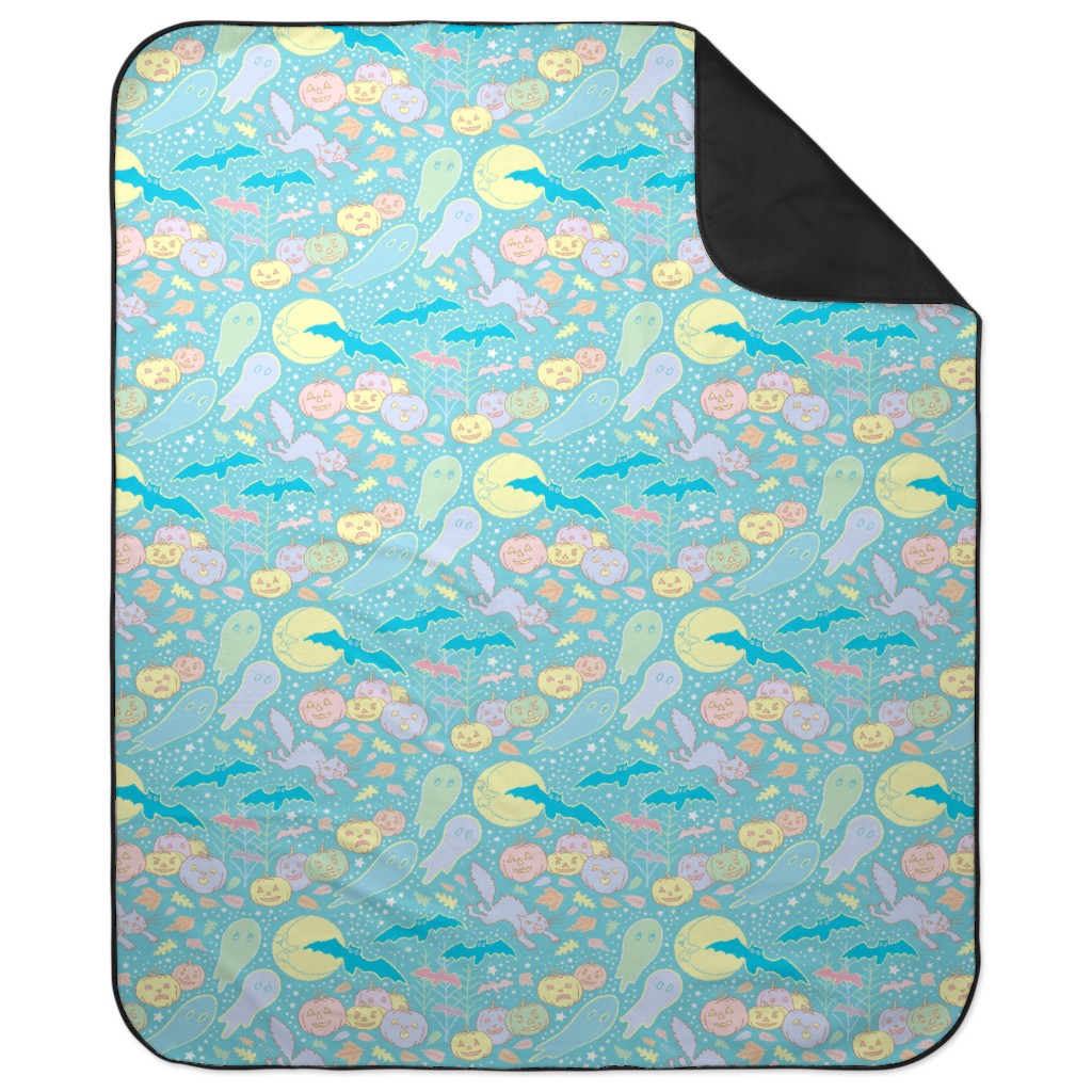 a Pastel Halloween Picnic Blanket, Multicolor