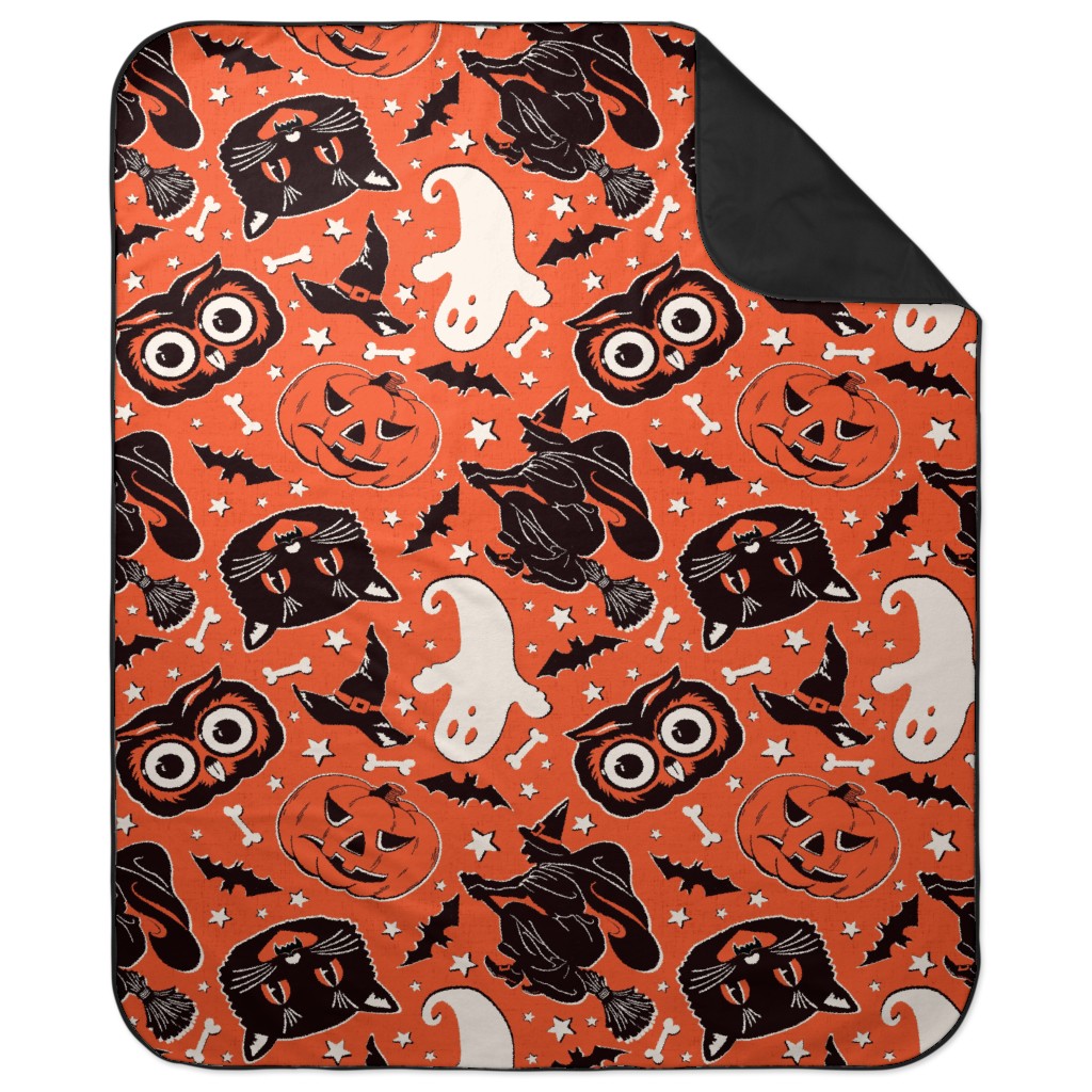 Vintage Halloween - Orange Picnic Blanket, Orange, Orange