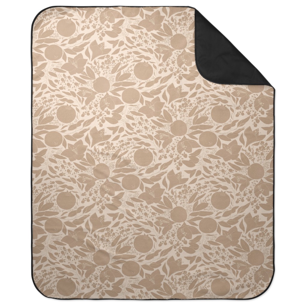 Winter Florals - Neutral Picnic Blanket, Beige