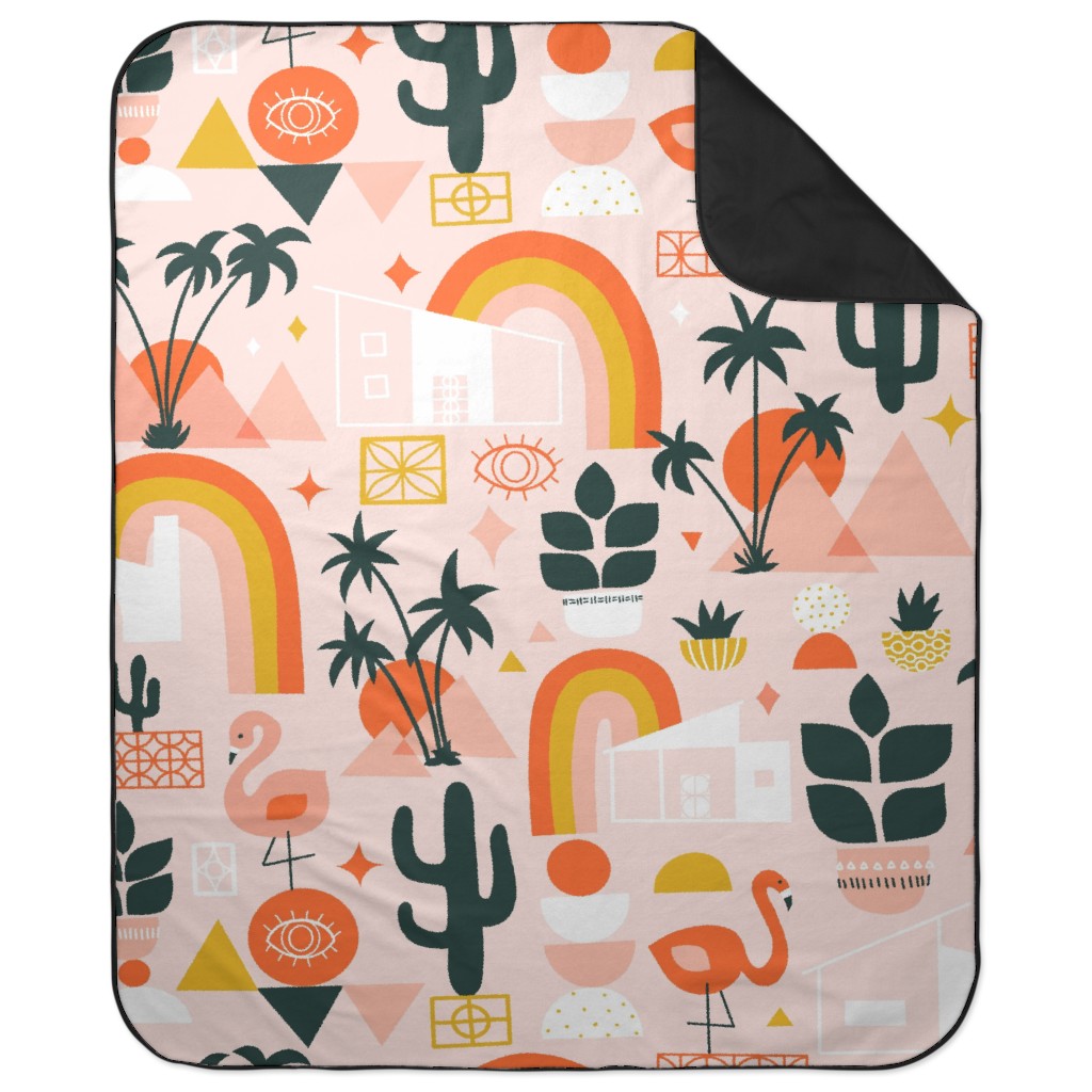 Mod Art Sunset - Pink Picnic Blanket, Pink