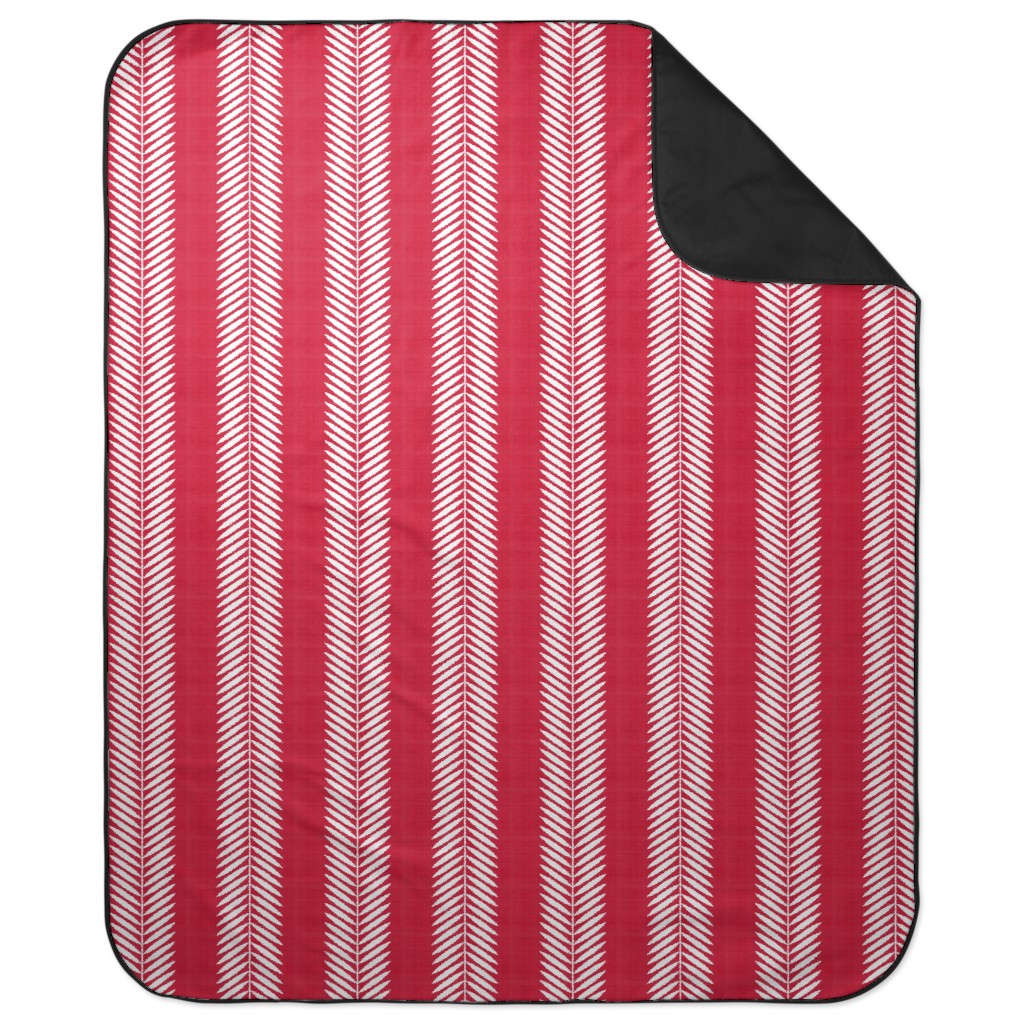 Laurel Leaf Stripe Picnic Blanket, Red