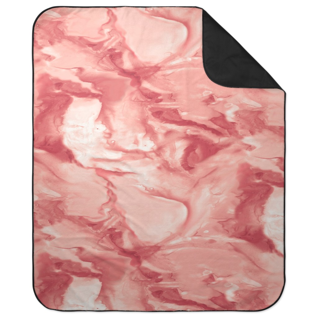 Abstract Watercolor Marble Picnic Blanket, Pink