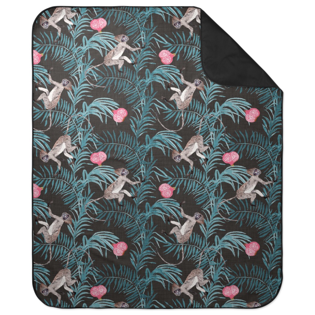 Fruity Monkeys - Onyx Picnic Blanket, Multicolor