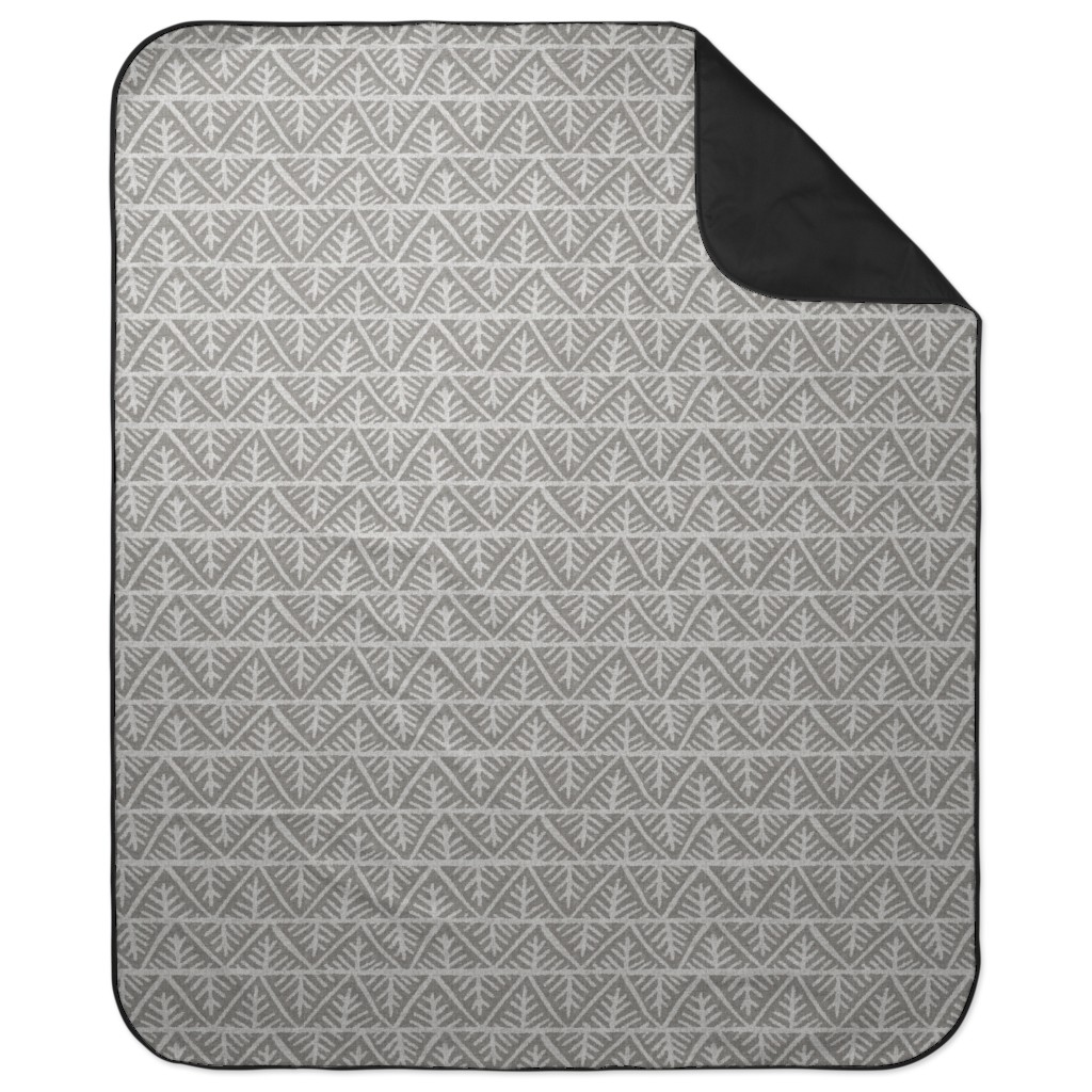 Textured Mudcloth Picnic Blanket, Gray, Silver