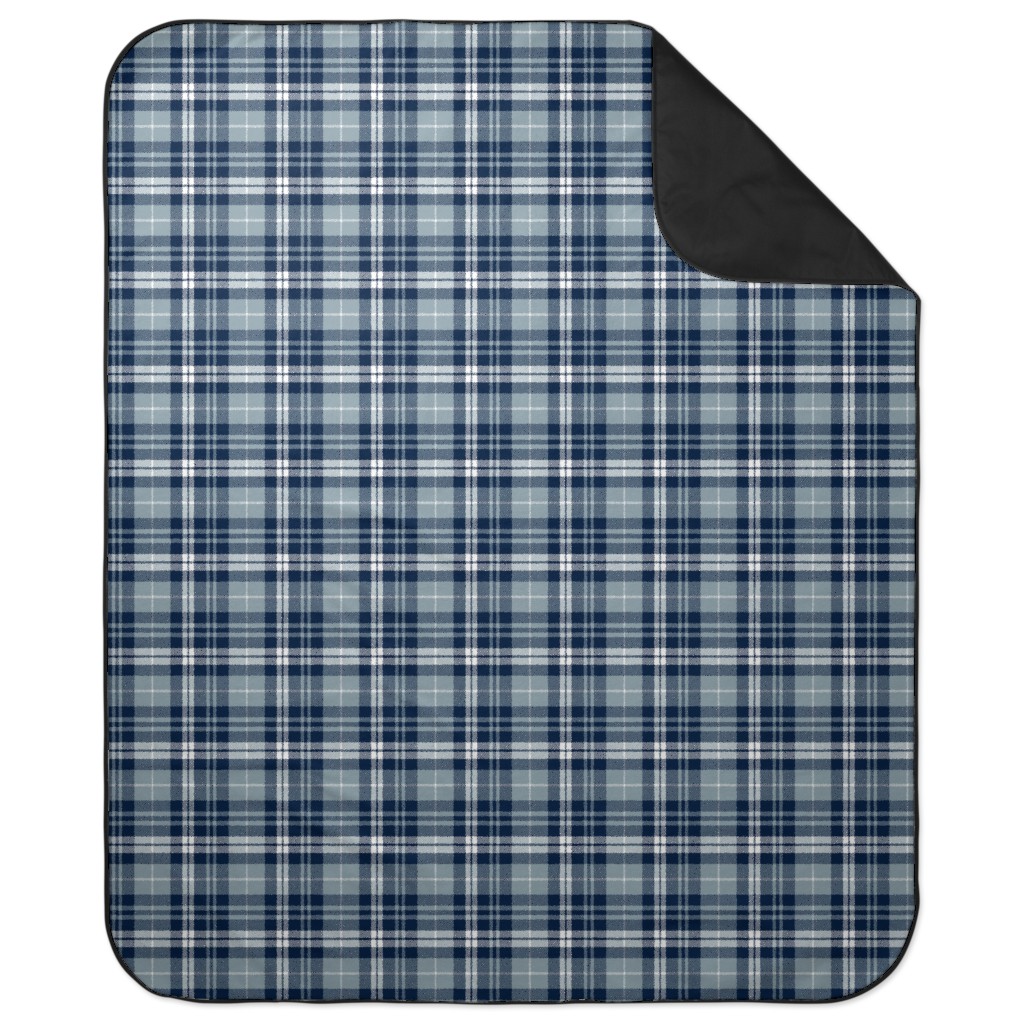 Fall Plaid Picnic Blanket, Blue