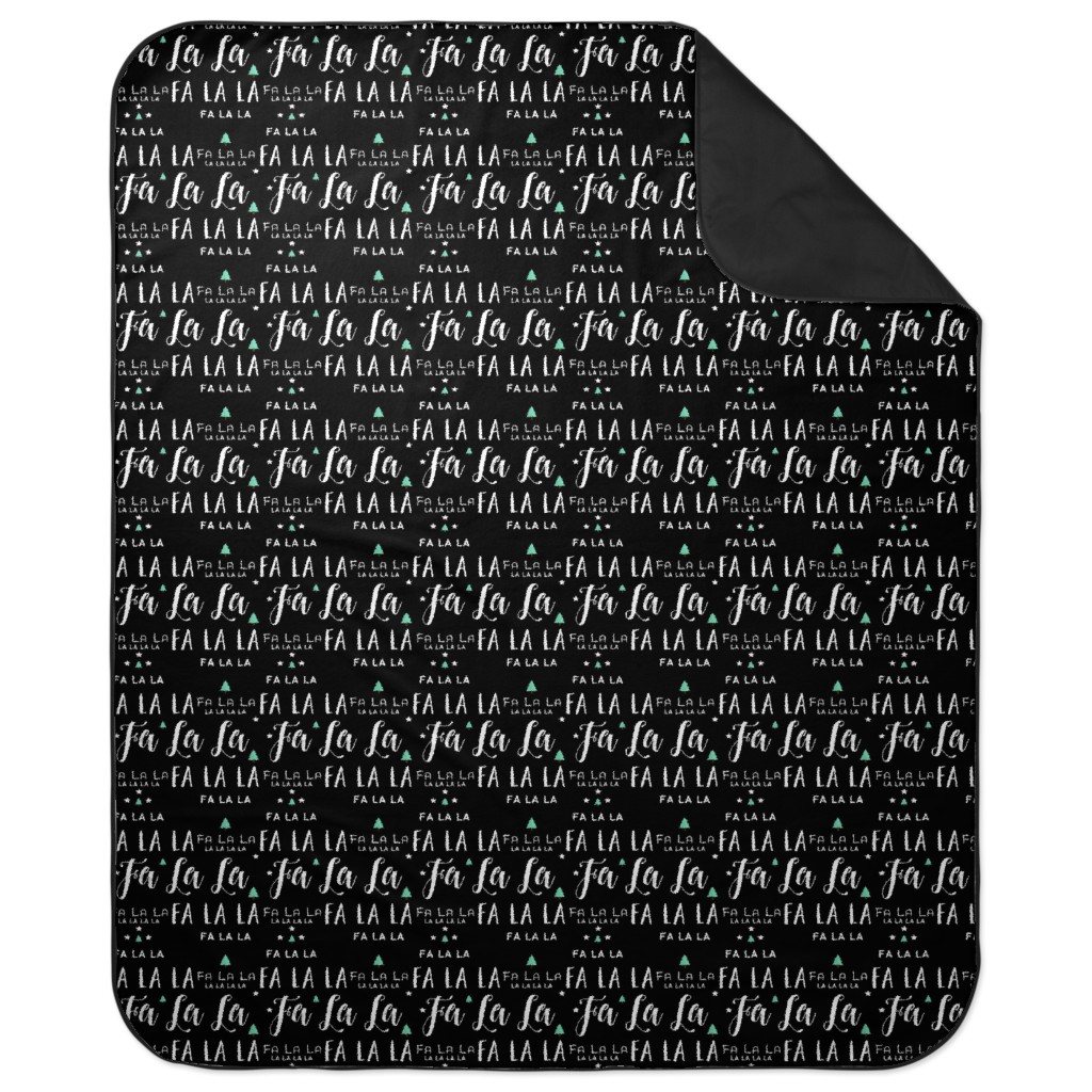 Fa La La La - Black Picnic Blanket, Black, Black