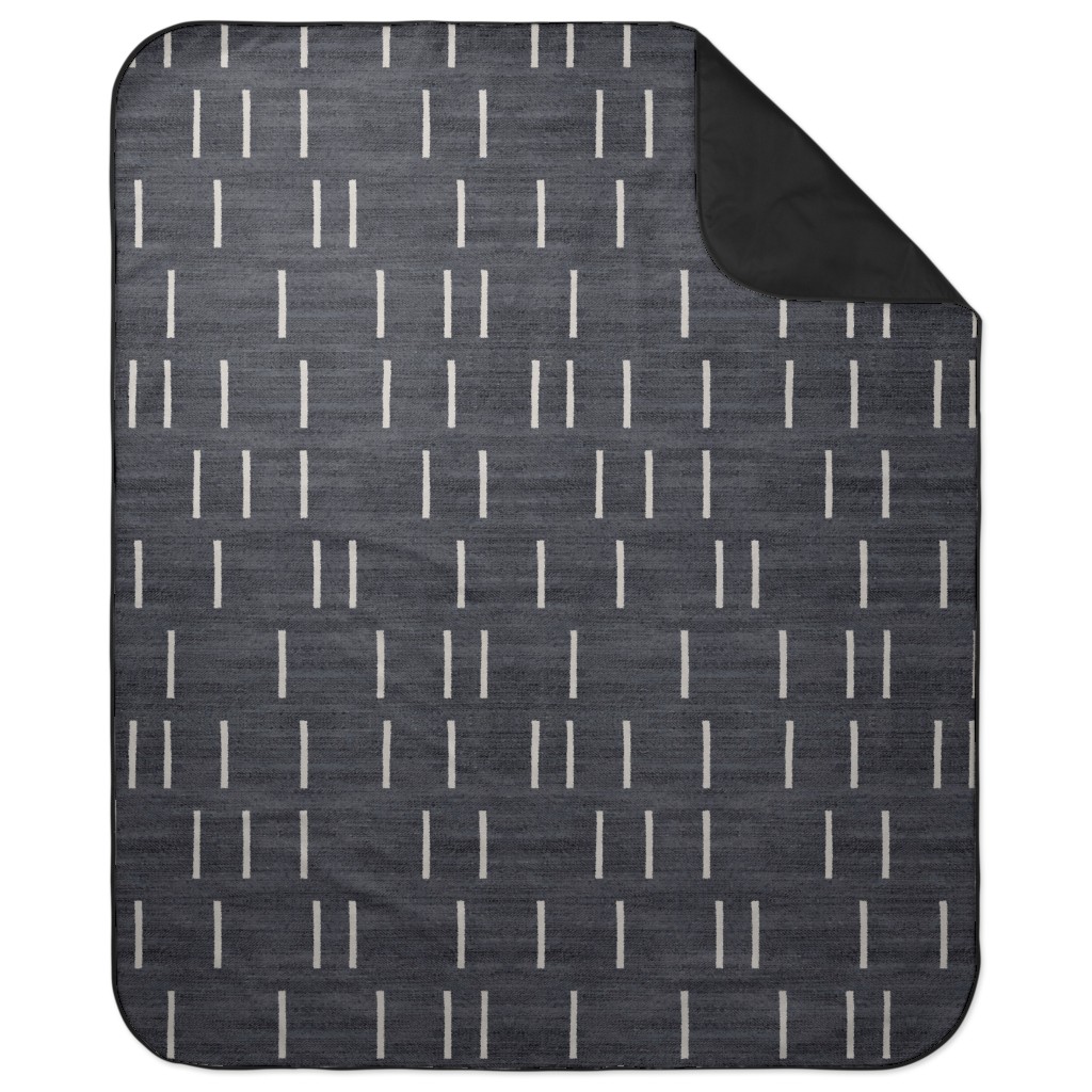 Line Mudcloth - Denim Picnic Blanket, Gray