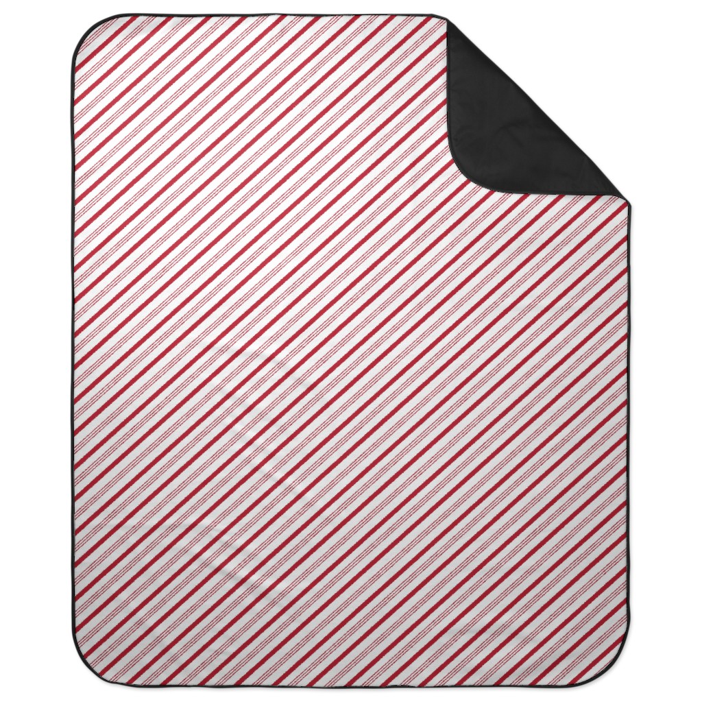 Candy Cane Stripes - Red on White Picnic Blanket, Red