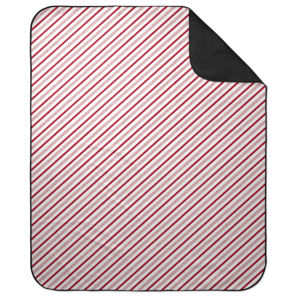 Candy Cane Stripes - Red on White Picnic Blanket, Red, Red