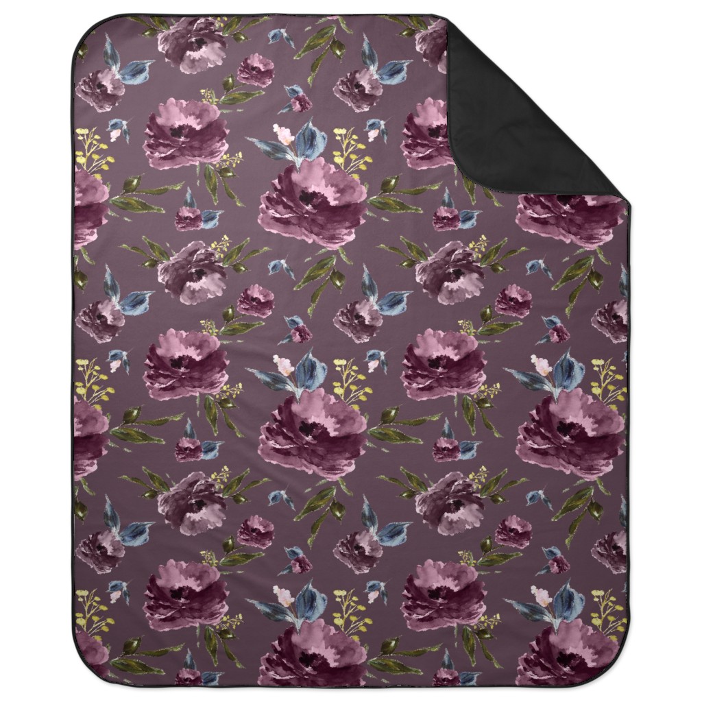 Amaranda Blooms - Plum Picnic Blanket, Purple