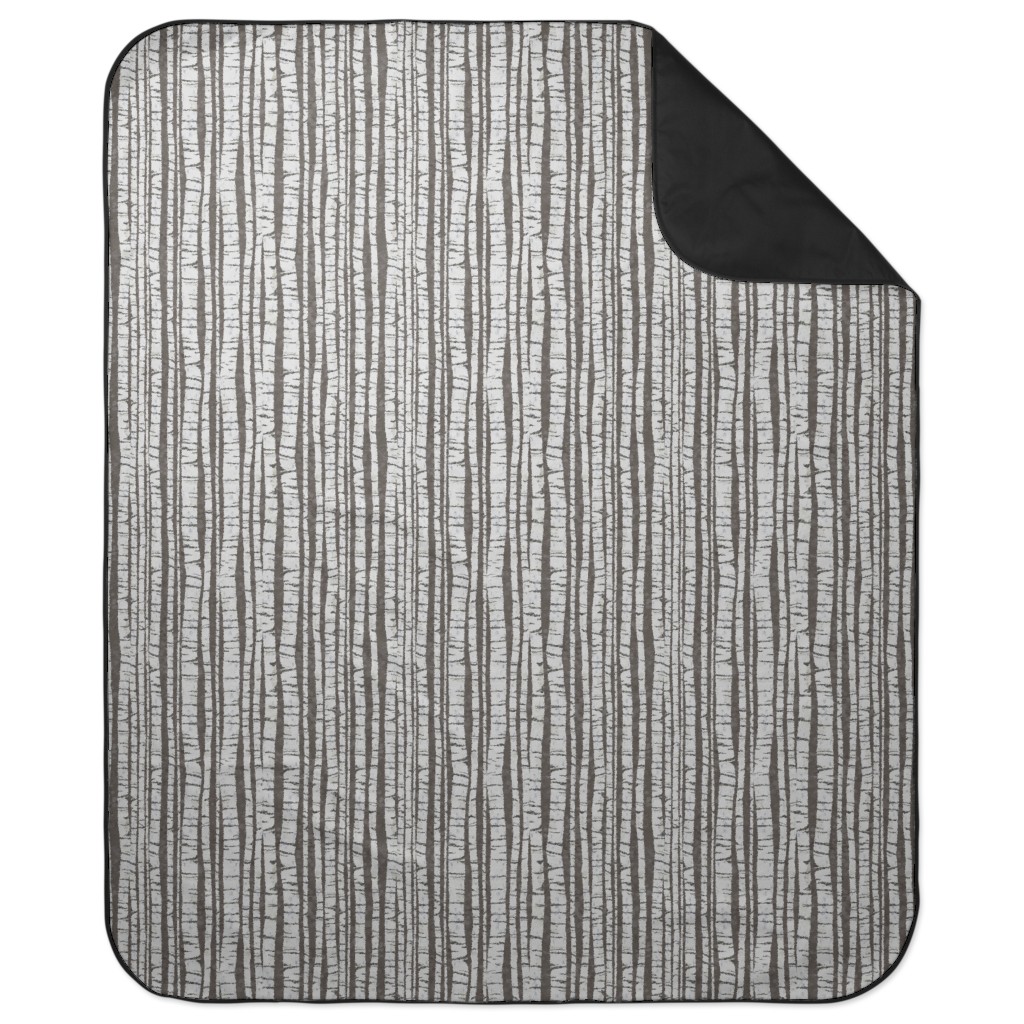 Birch Forest - Gray Picnic Blanket, Gray, Gray