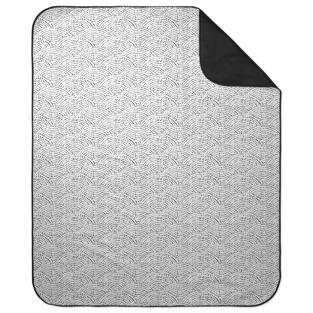 Ink Dot Scales Picnic Blanket, White, Silver Lining