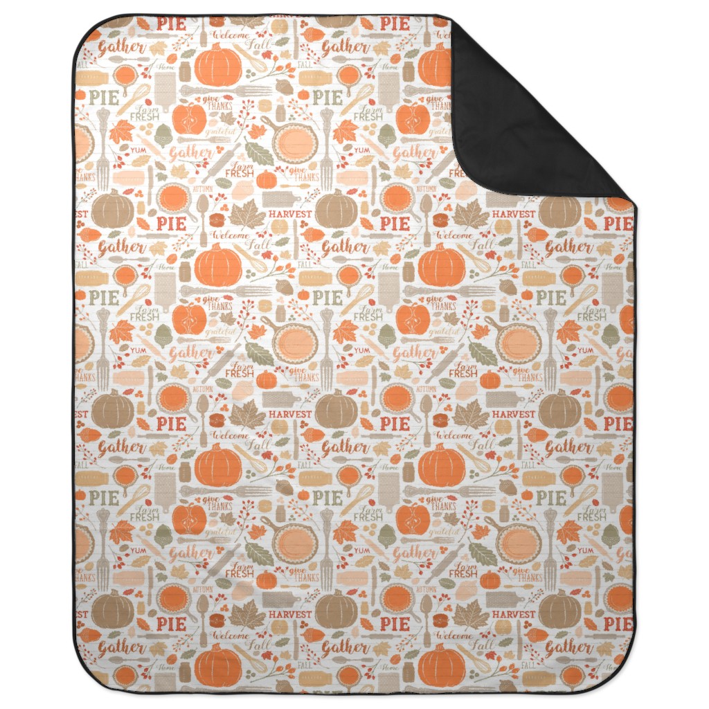 Gather Round & Give Thanks - a Fall Festival of Food, Fun, Family, Friends, and Pie! Picnic Blanket, Orange