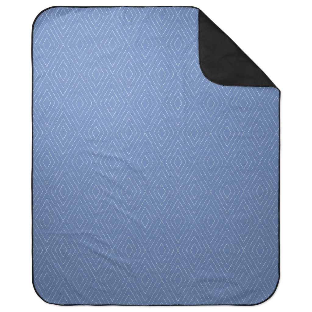 Painted Diamond Dash Picnic Blanket, Blue, Periwinkle