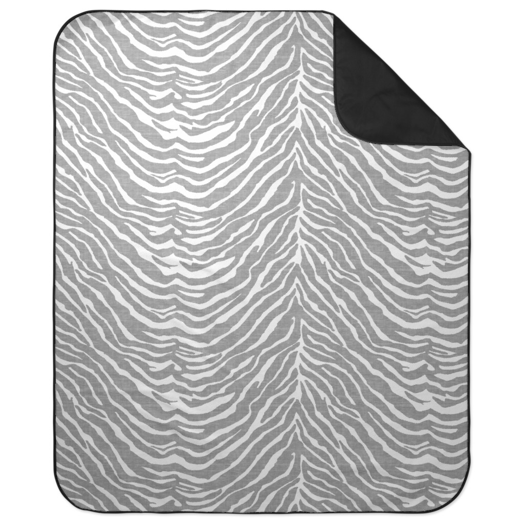 Zebra Texture - Gray Picnic Blanket, Gray