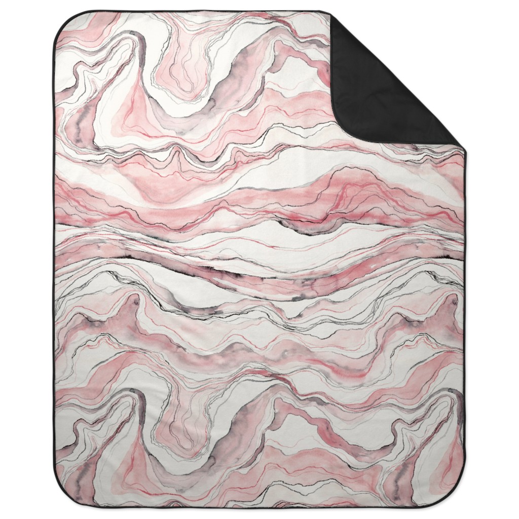 Marbled Watercolor Stone - Pink Picnic Blanket, Pink