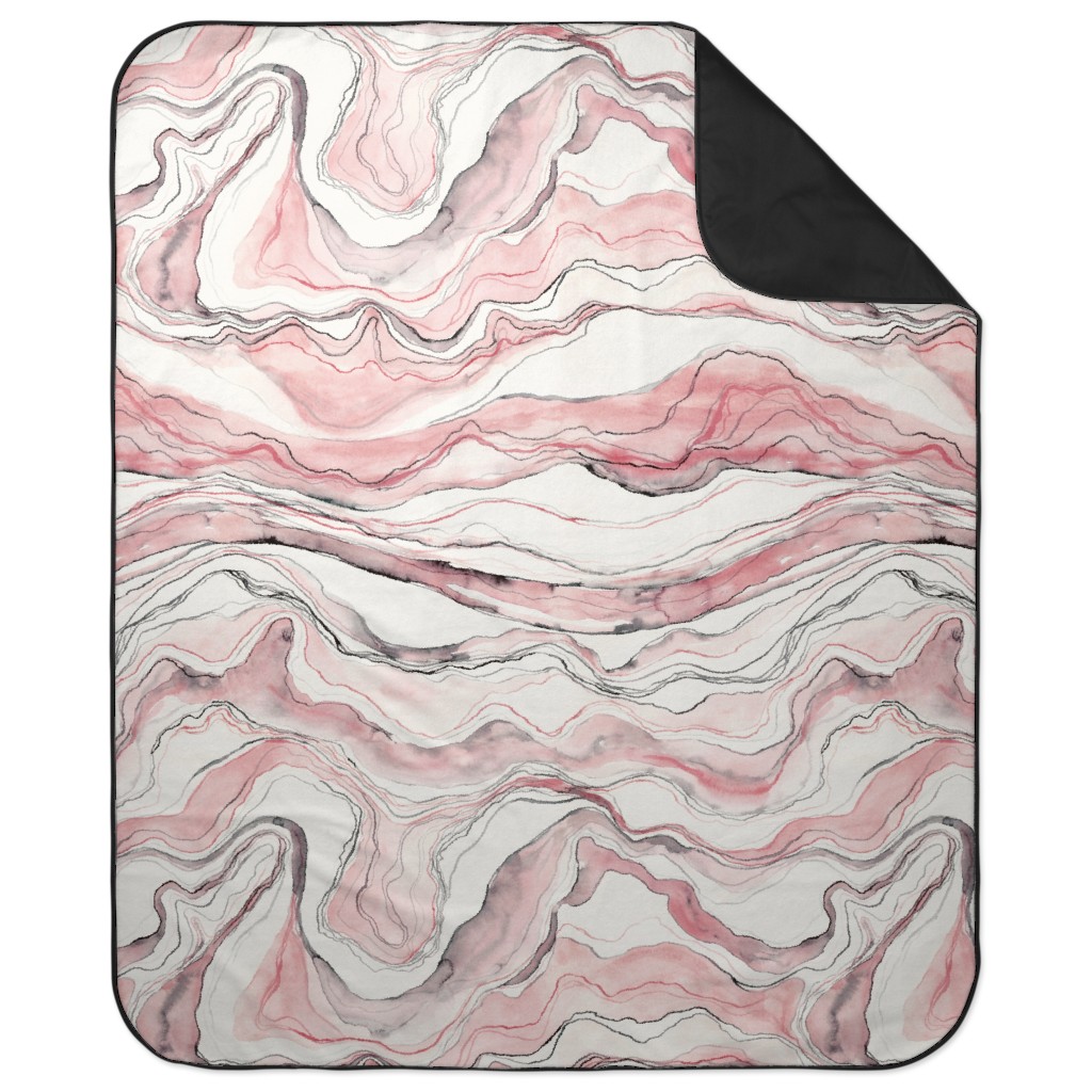 Marbled Watercolor Stone - Pink Picnic Blanket, Pink, Bright Pink
